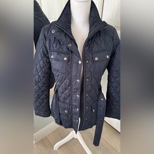 Banana Republic Quilted Field Jacket Navy Gold Hardware Utility Coat Women’s M